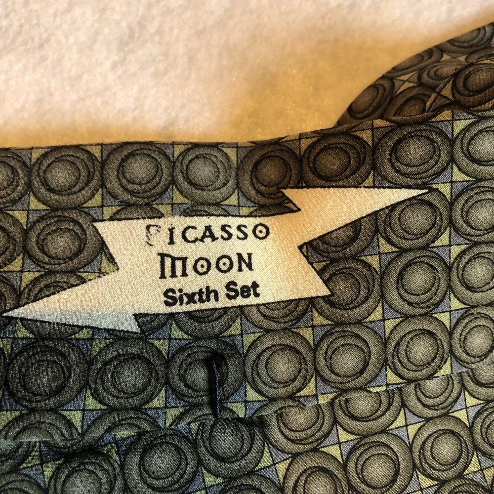 Grateful Dead Tie Green picasso Moon Sixth‎ set Jerry Garcia 100% Silk 1996